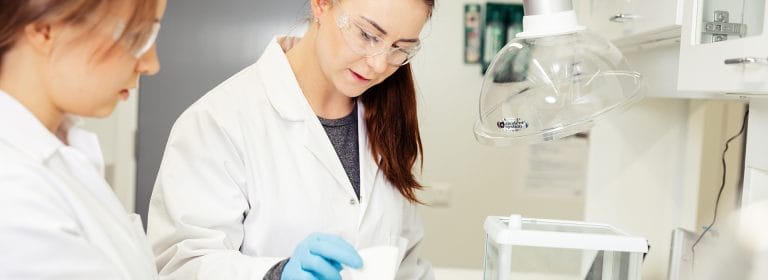 Students working in a laboratory.